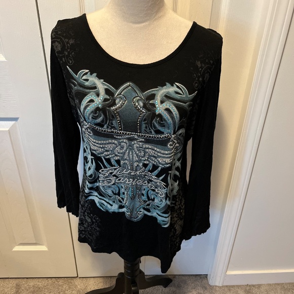 Harley-Davidson Black and Blue Long Sleeve Top - Picture 3 of 13